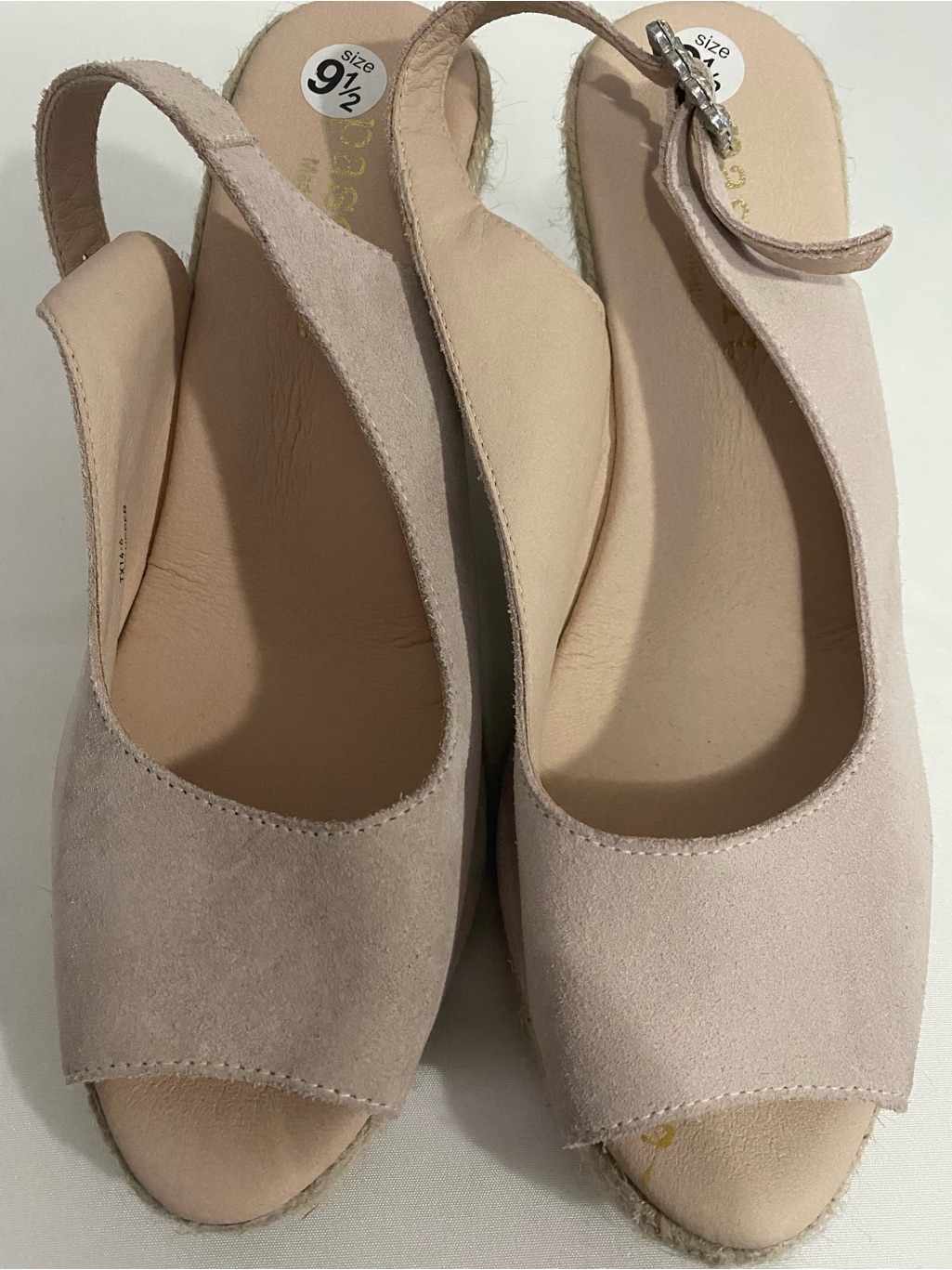 Women’s Light Pink Leather/Suede Wedge Heels Size 9.5